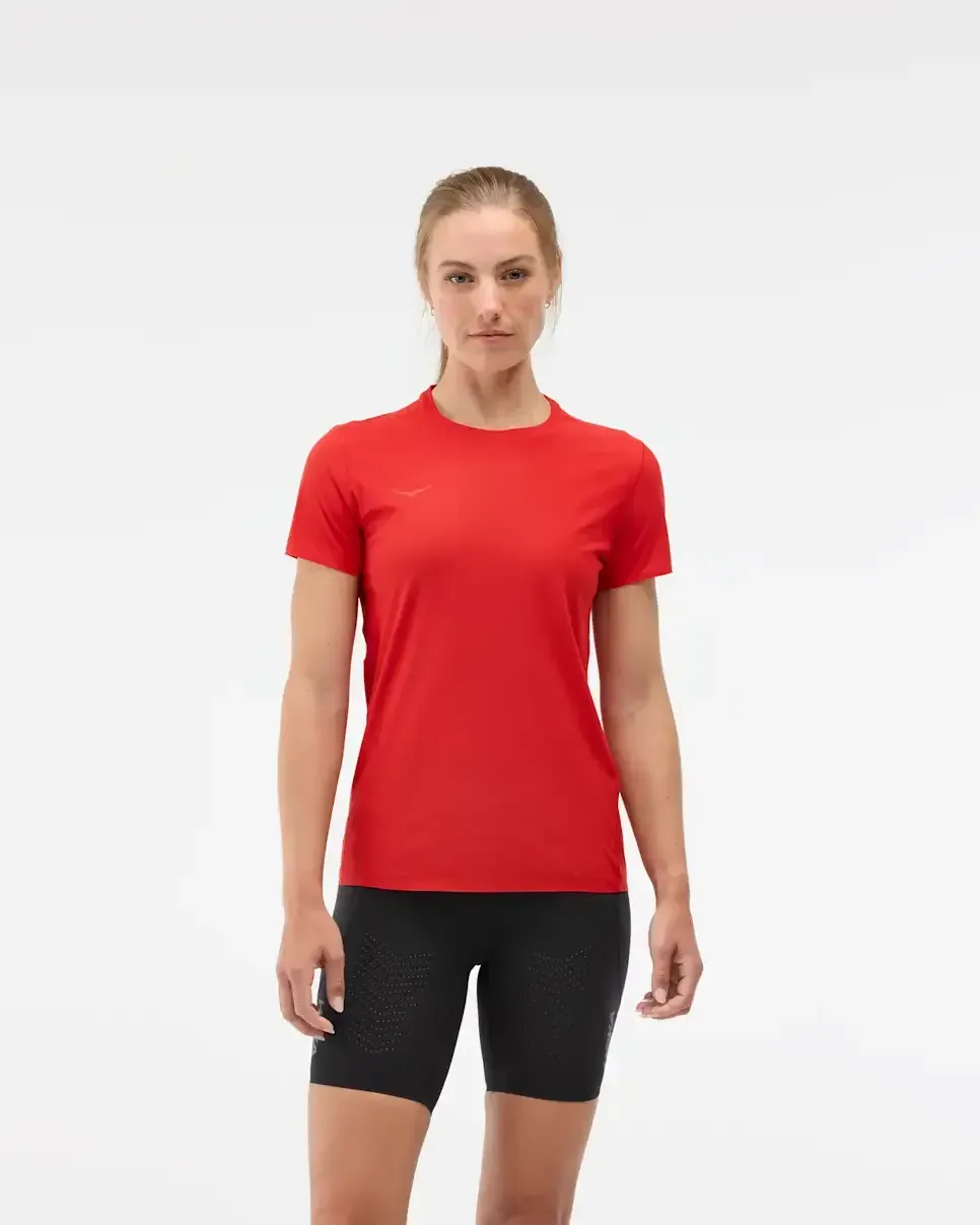 HOKA Airolite Short Sleeve 2.0 Vermillion (Women’s) - Women's HOKA Exclusives - front view