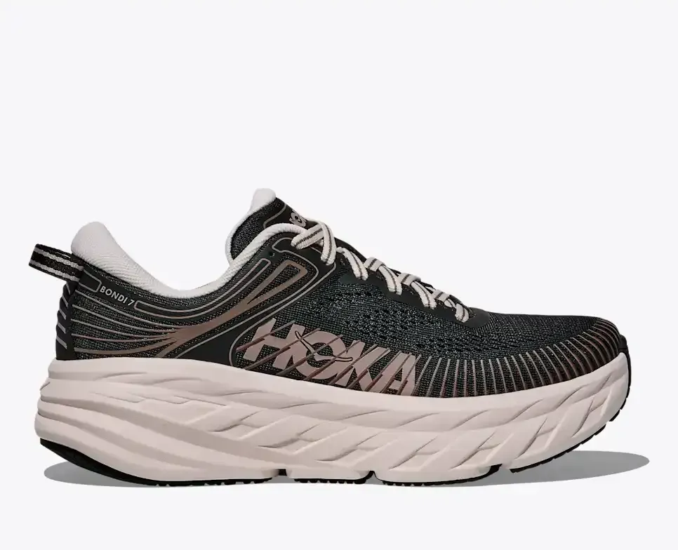 HOKA Bondi 7 Black Rose Cream (Women’s) - Women's Running Shoes - front view