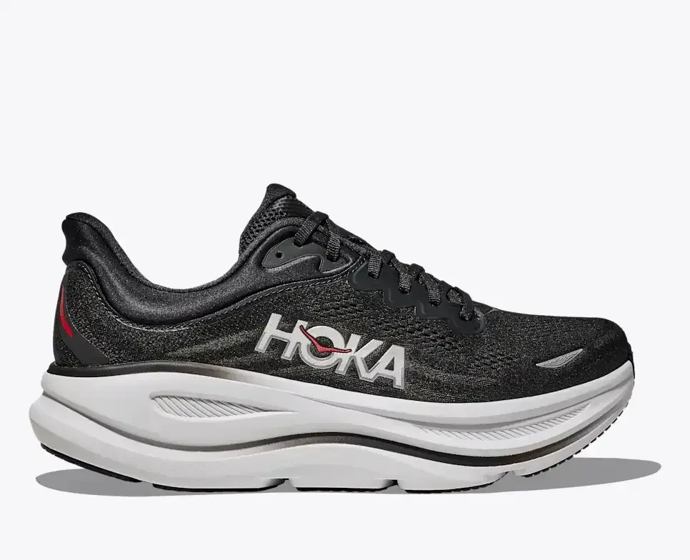 HOKA Bondi 9 Black Vermillion - Men's Road Running Shoes & Trainers - front view