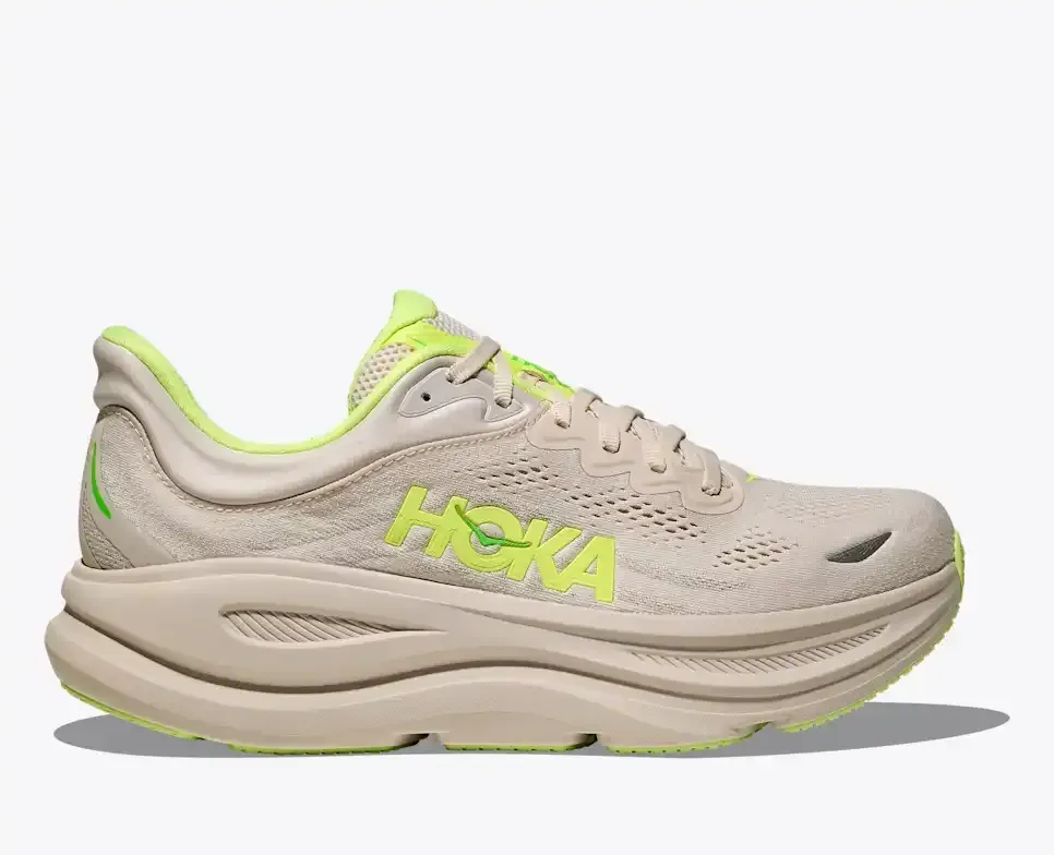 HOKA Bondi 9 Grout Neon Yuzu - Men's Road Running Shoes & Trainers - front view