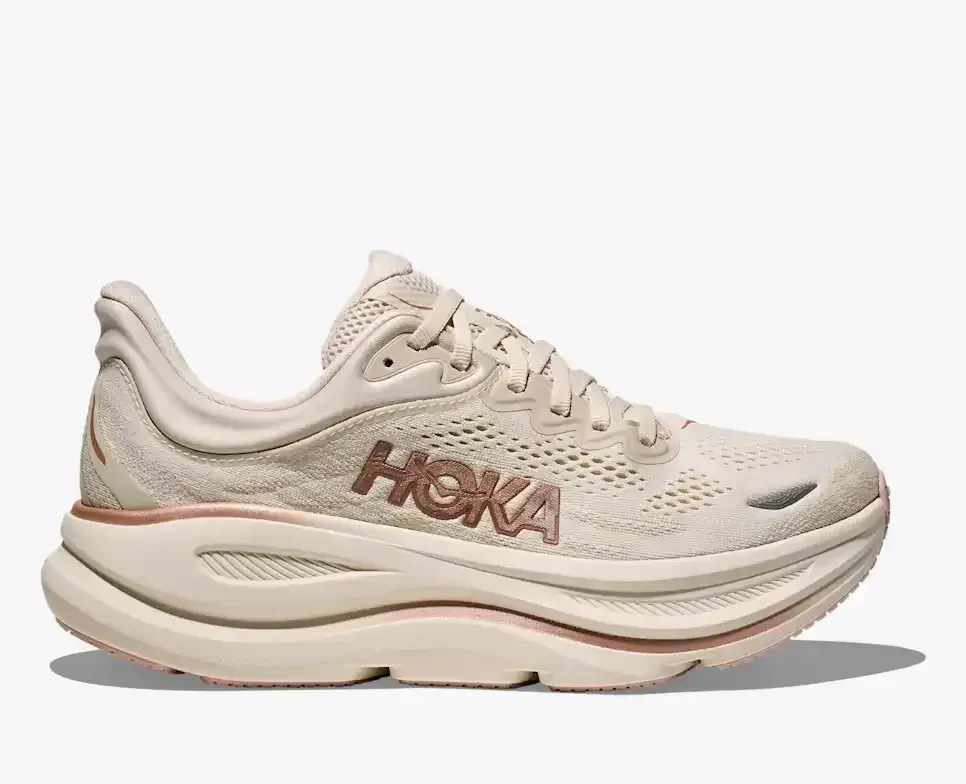 HOKA Bondi 9 Oat Milk Rose Gold (Women’s) - Road Running Shoes - front view