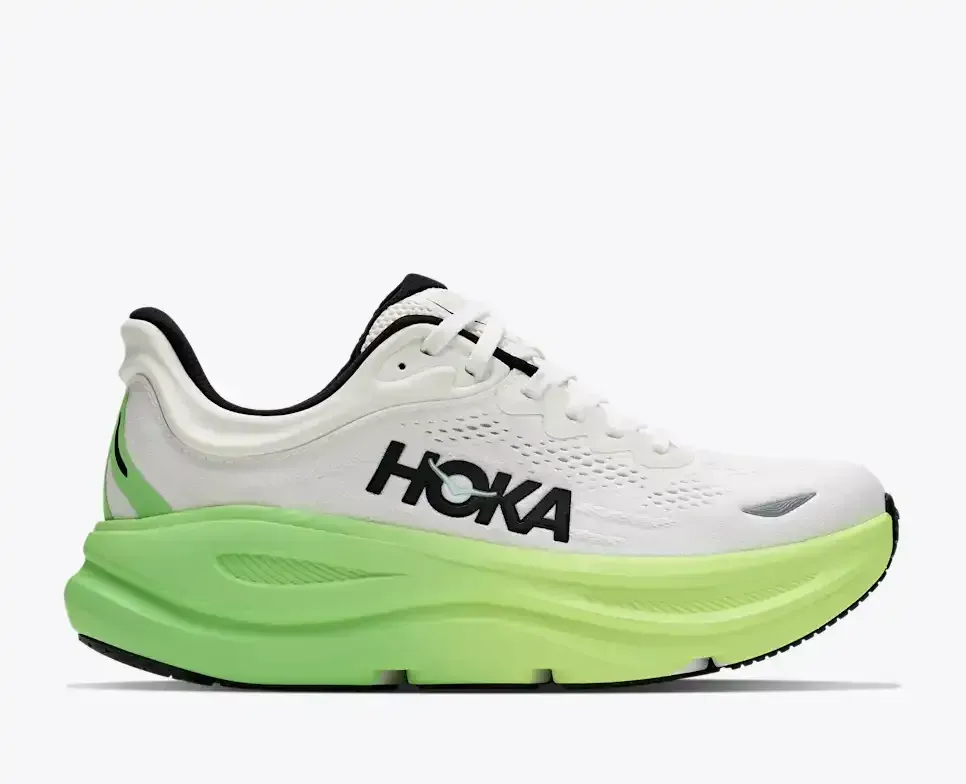 HOKA Bondi 9 White Tart Apple (Women’s) - Road Running Shoes - front view