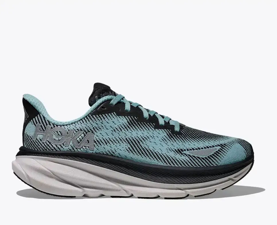 HOKA Clifton 9 GORE-TEX Black Raindrop (Women’s) - Road Running Shoes - front view