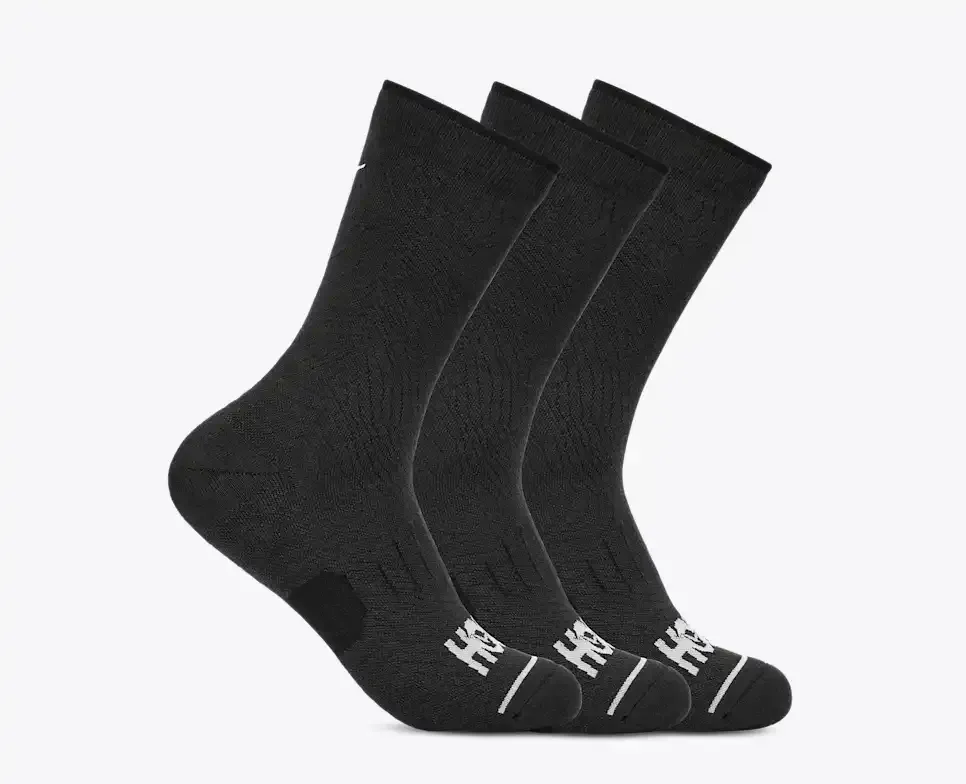 HOKA Crew Run Sock 3-Pack Black/Black/Black - Men's HOKA Exclusives - front view