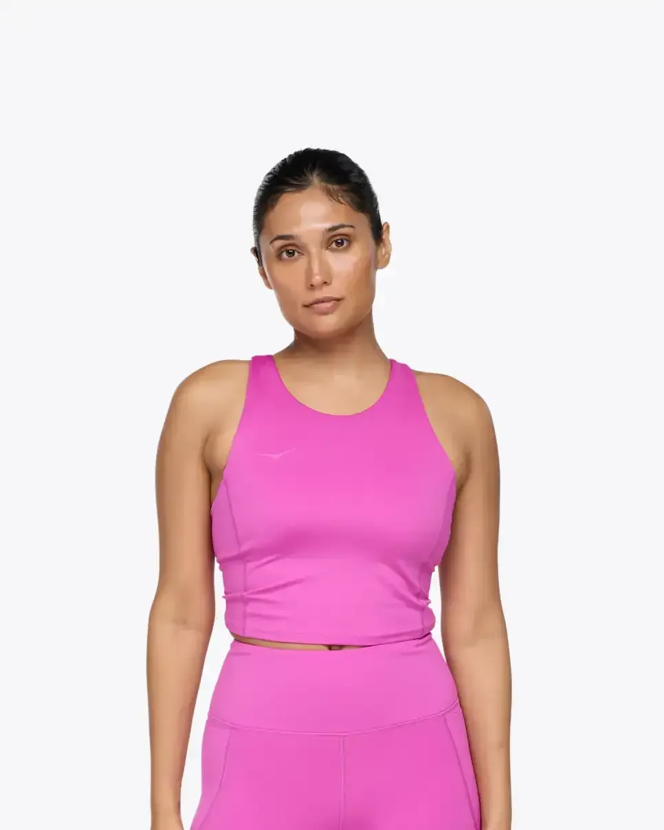 HOKA Elaro Crop Bra Fuschia (Women’s) - Women's HOKA Exclusives - front view