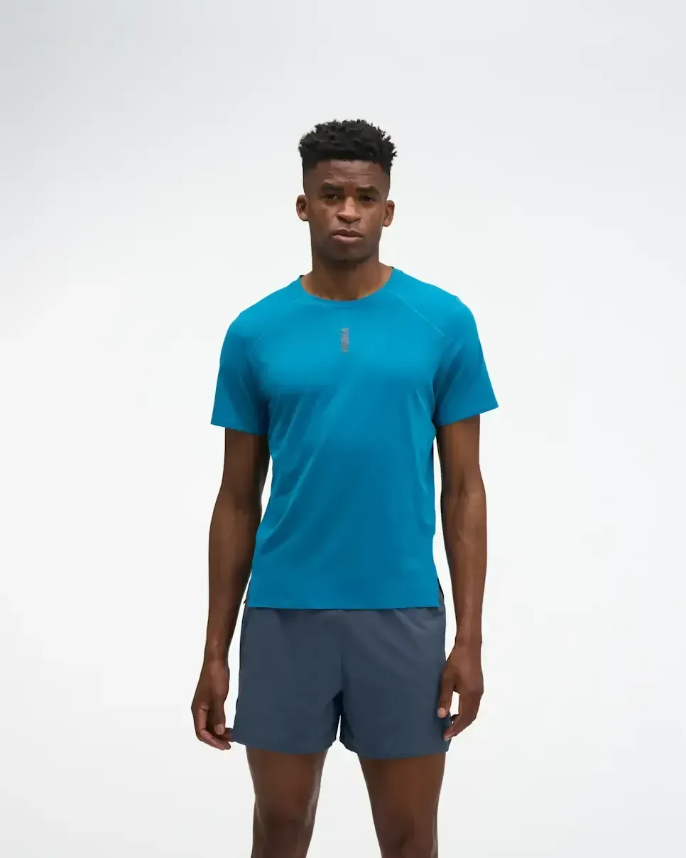 HOKA EveryRun Short Sleeve Night Glow Blue - Men's Running Clothing & Gear - front view