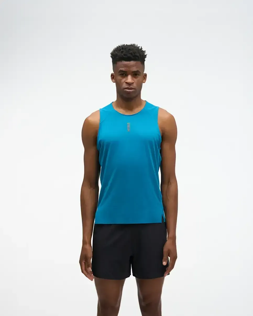 HOKA EveryRun Tank Night Glow Blue - Men's Running Clothing & Gear - front view