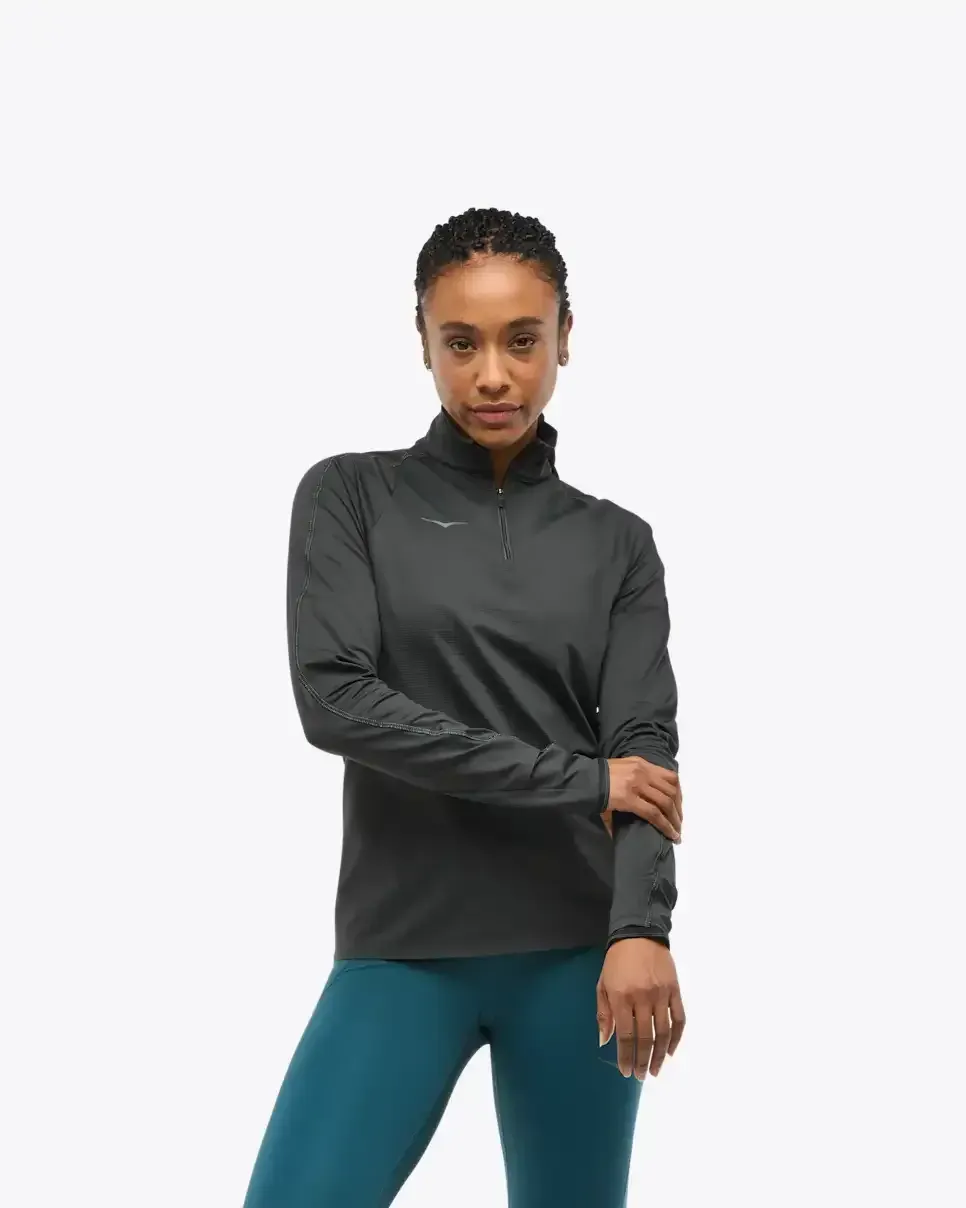 HOKA GlideTech Quarter Zip Black (Women’s) - Women's Products - front view