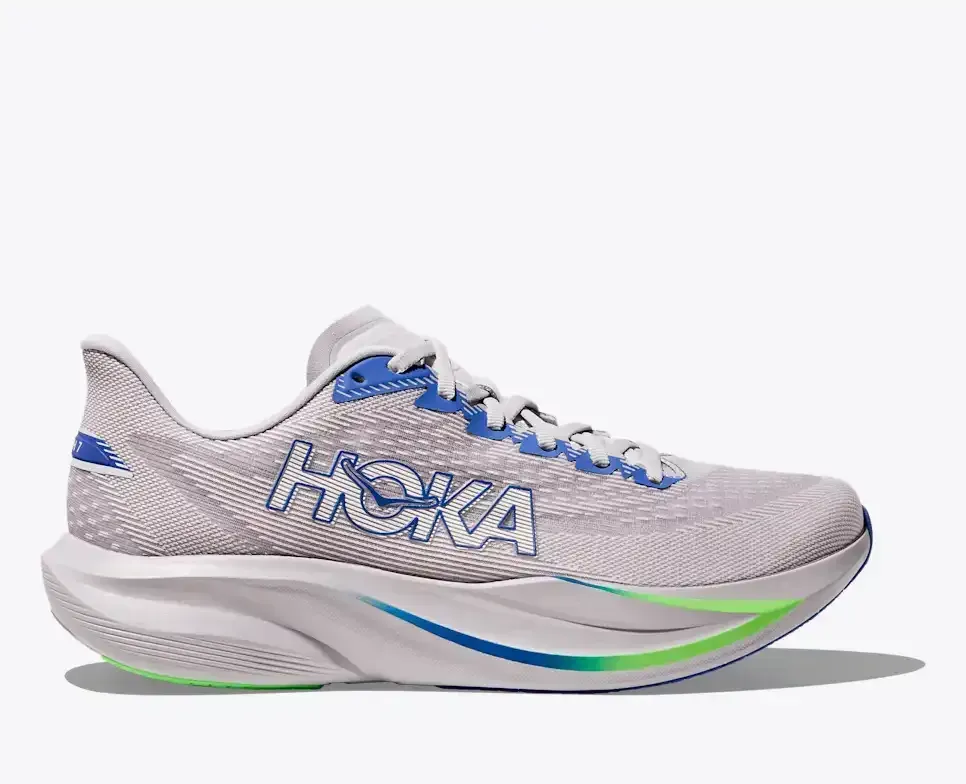 HOKA Mach 7 Ash Grey Cobalt Blue - Men's Road Running Shoes & Trainers - front view