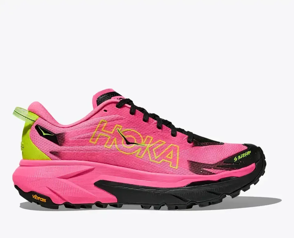 HOKA Mafate 5 Neon Rose Black (Women’s) - Women's Running Shoes - front view