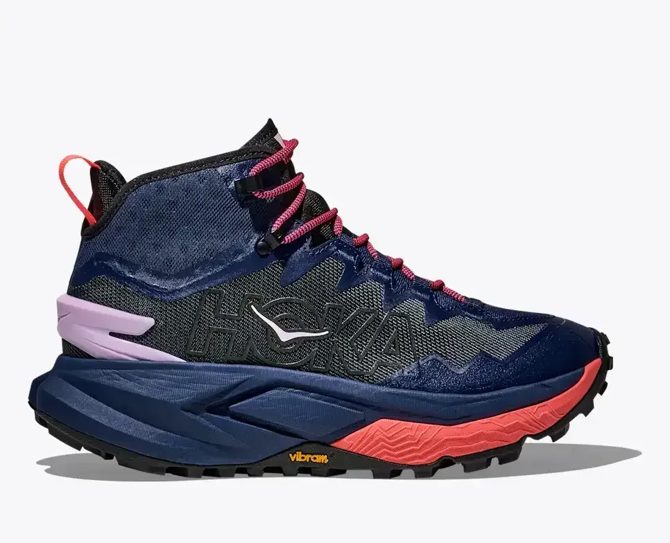 HOKA Mafate Hike Midnight Blue Neon Flame (Women’s) - Hiking Boots & Shoes - front view