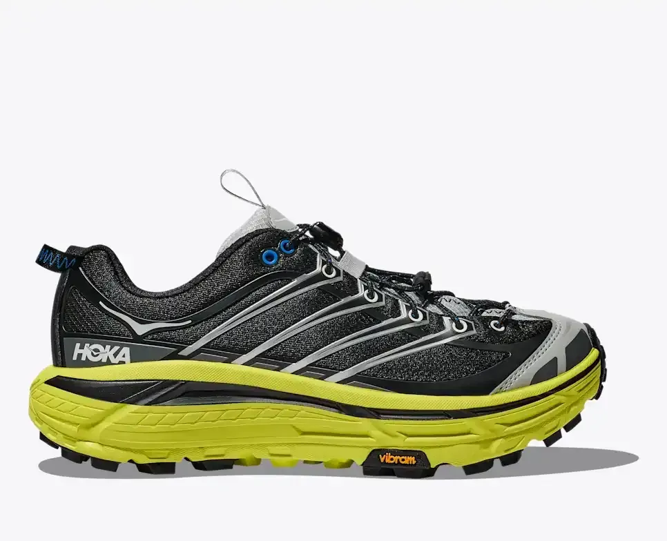HOKA Mafate Three2 Black Citrus - Men's Running Shoes & Trainers - front view