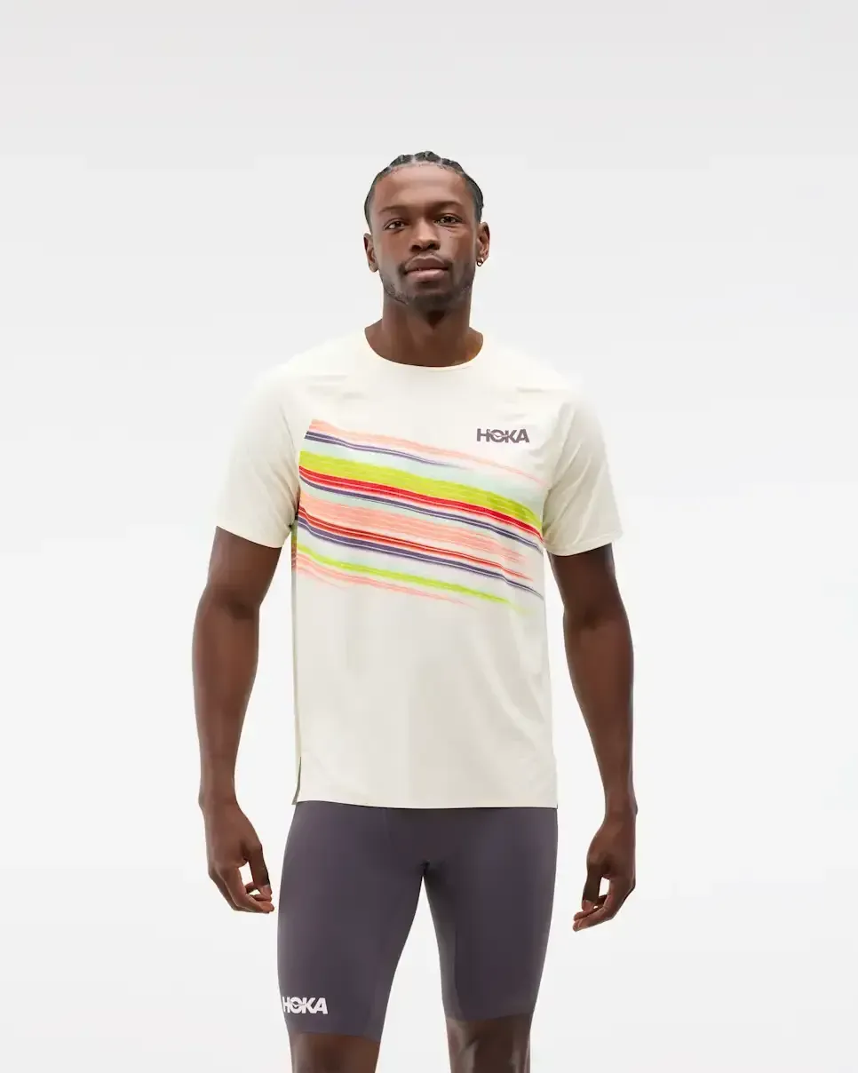 HOKA Race Day Short Sleeve Alabaster Flare - Men's Running Clothing & Gear - front view