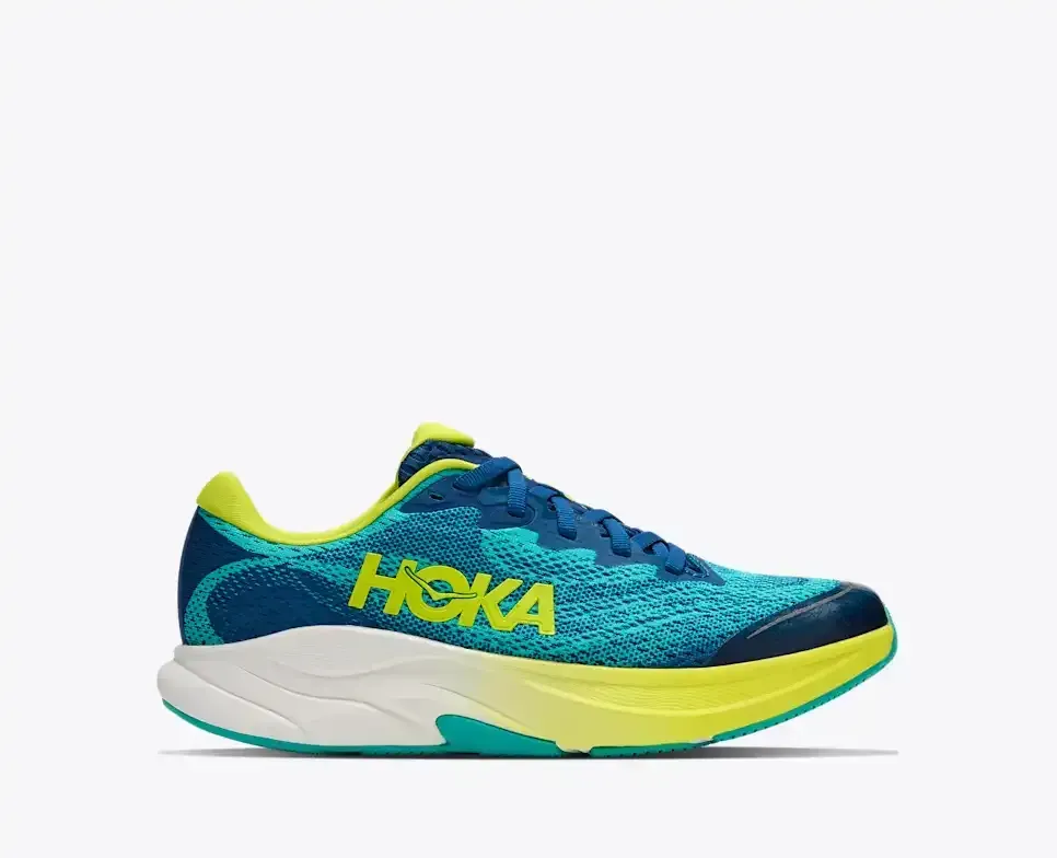 HOKA Rincon 4 Electric Aqua Neon Citrus (GS) - Big Kids - front view