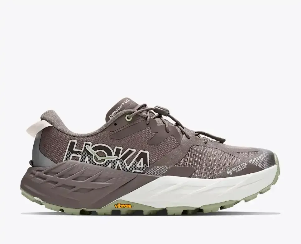 HOKA Speedgoat 7 GORE-TEX® Pebble Grey Alabaster (Women’s) - Hiking Boots & Shoes - front view
